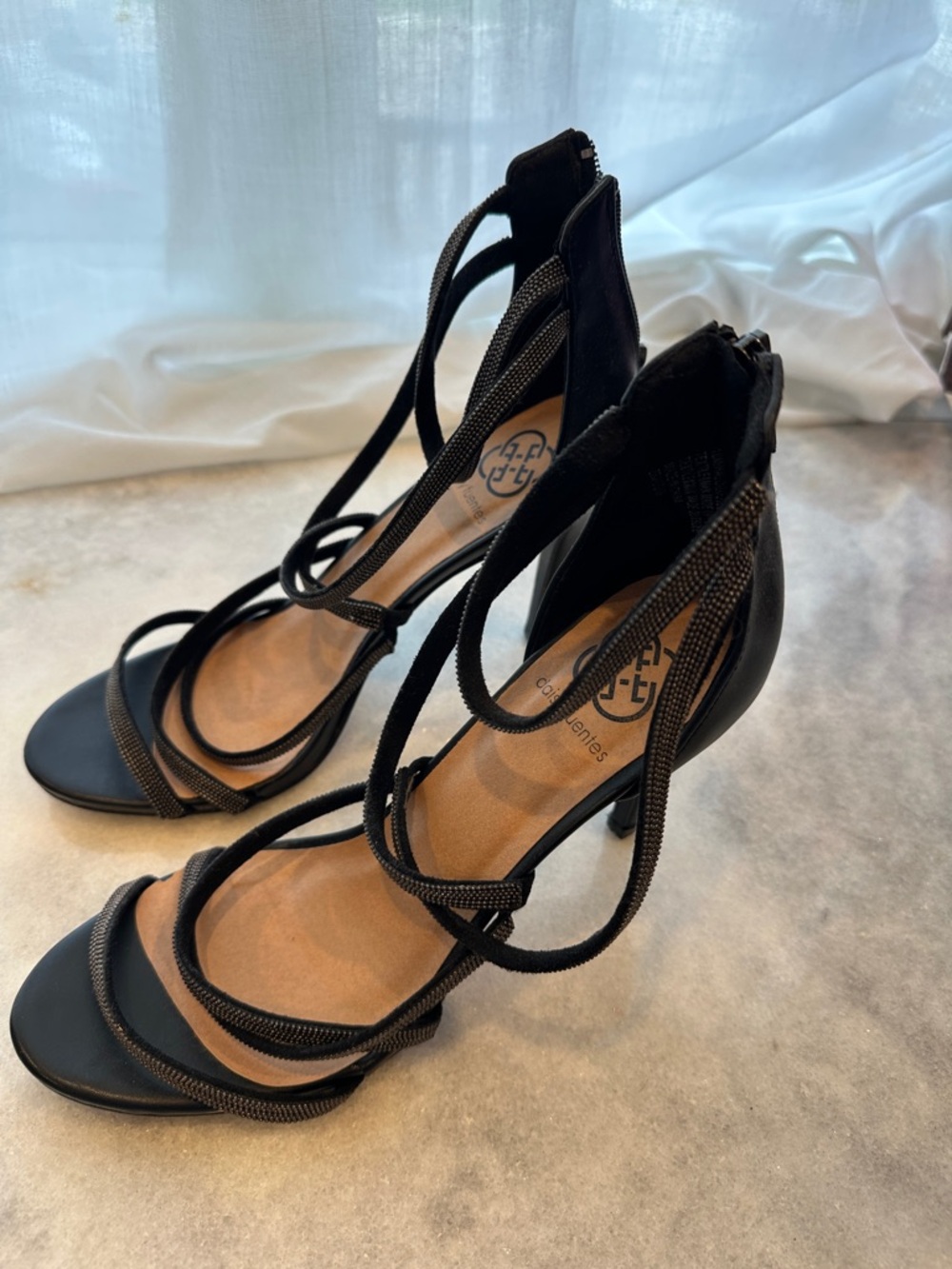 Daisy Fuentes Black Strappy Lace-Up High Heels